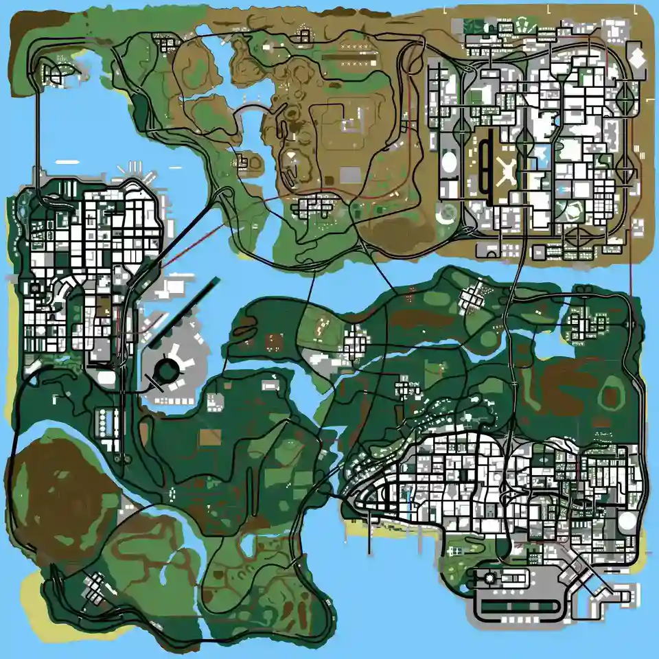GTA San Andreas Map - Los Santos | San Fierro | Las Venturas 12 gta-san-andreas-map-definitive-edition