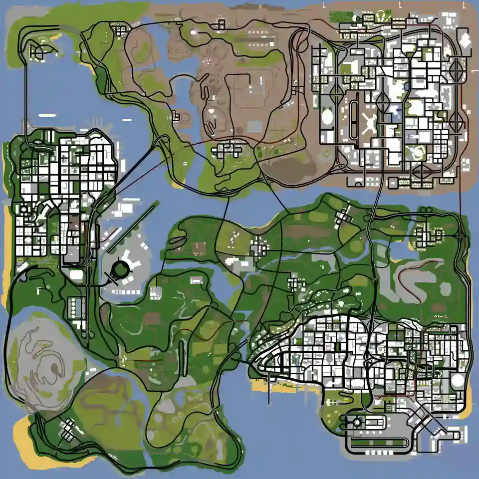 GTA San Andreas Map - Los Santos | San Fierro | Las Venturas 16 gta-san-andreas-map